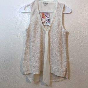 Lily white tie blouse sleeveless SZ L